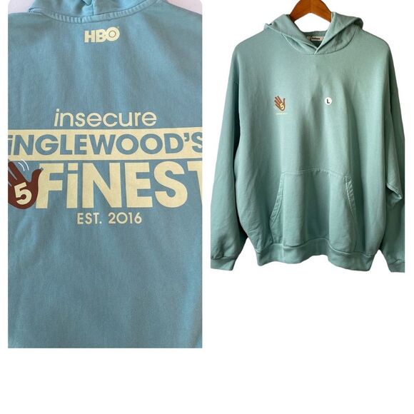 Madhappy Insecure HBO Graphic Hoodie Unisex Mint Green/Blue Color Pullover Terry